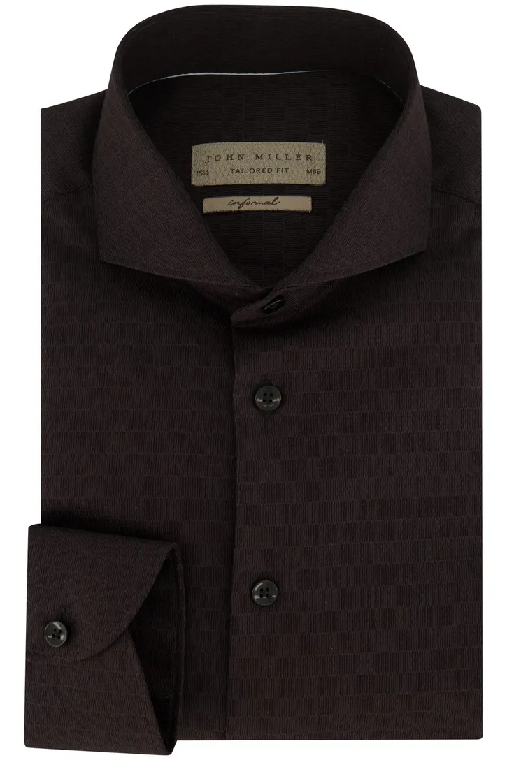 John Miller zakelijk zwart overhemd Tailored Fit effen katoen