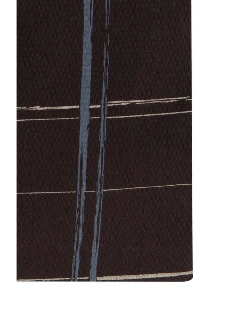 John Miller overhemd mouwlengte 7 John Miller Tailored Fit normale fit bruin geruit katoen
