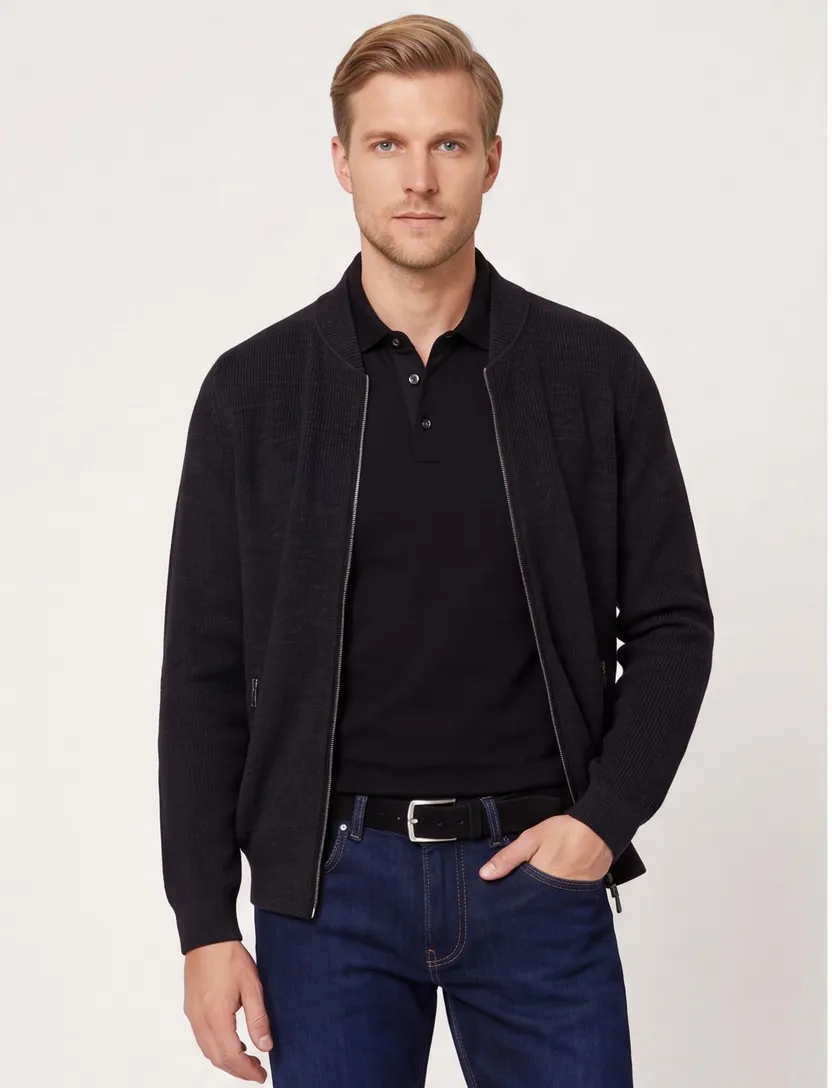 Brax vest effen grijs rits normale fit