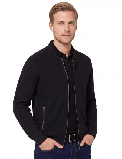 Brax Brax vest effen grijs rits normale fit