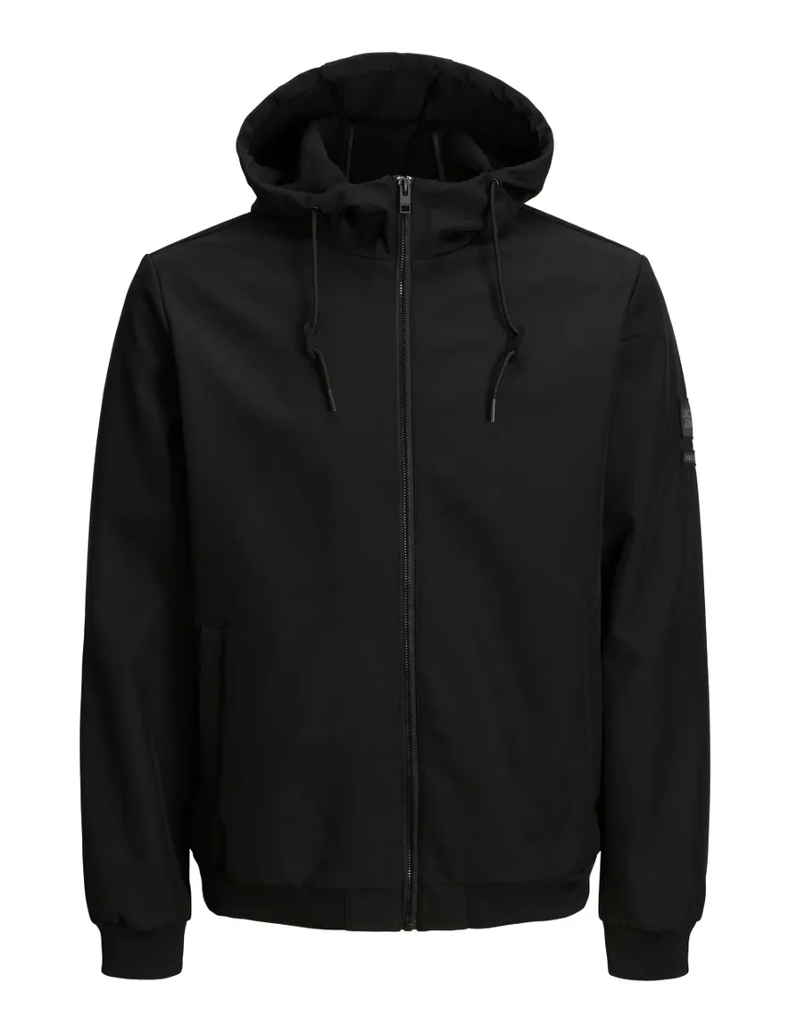 Jack & Jones winterjas zwart effen rits wijde fit
