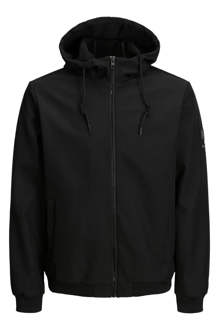 Zwarte Jack & Jones winterjas zwart wijde fit met rits