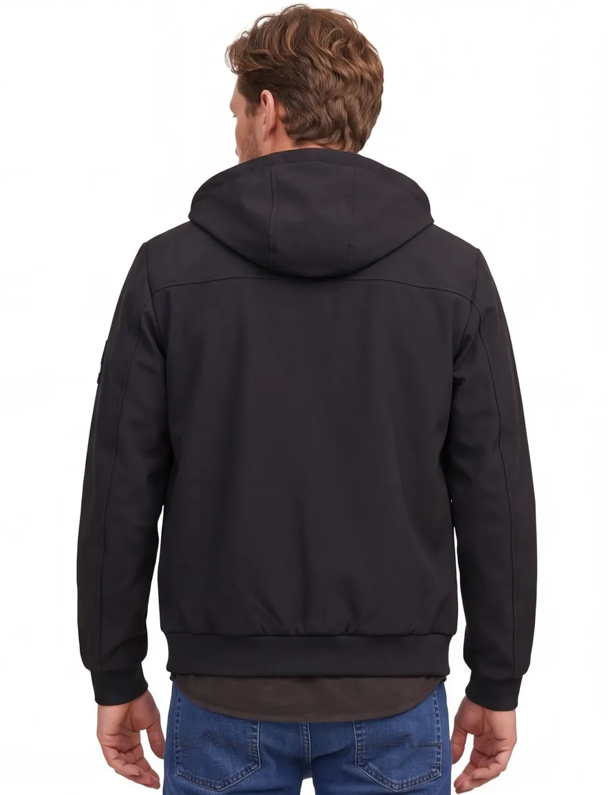 Jack & Jones winterjas zwart effen rits wijde fit