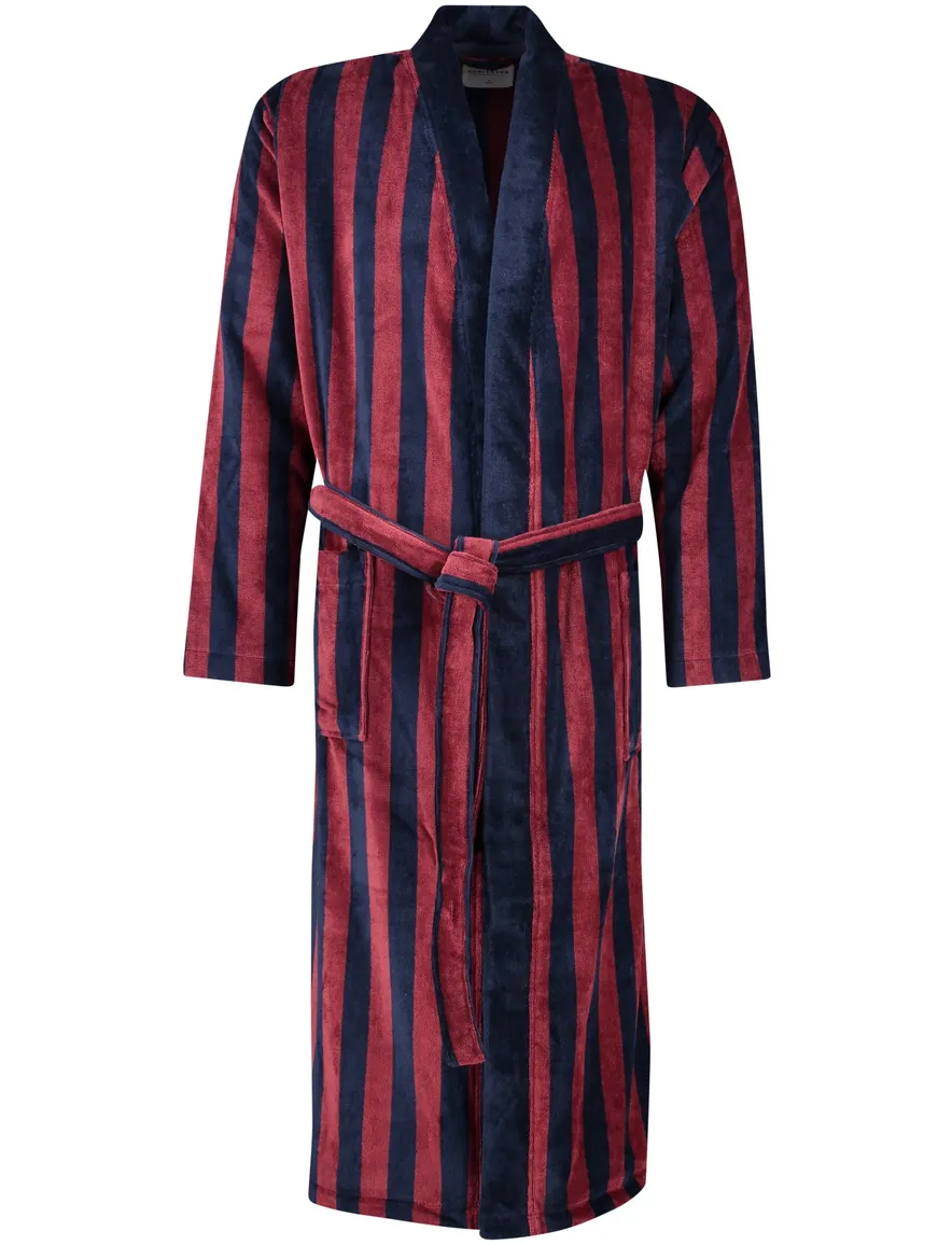 Schiesser badjas 100% katoen rood gestreept