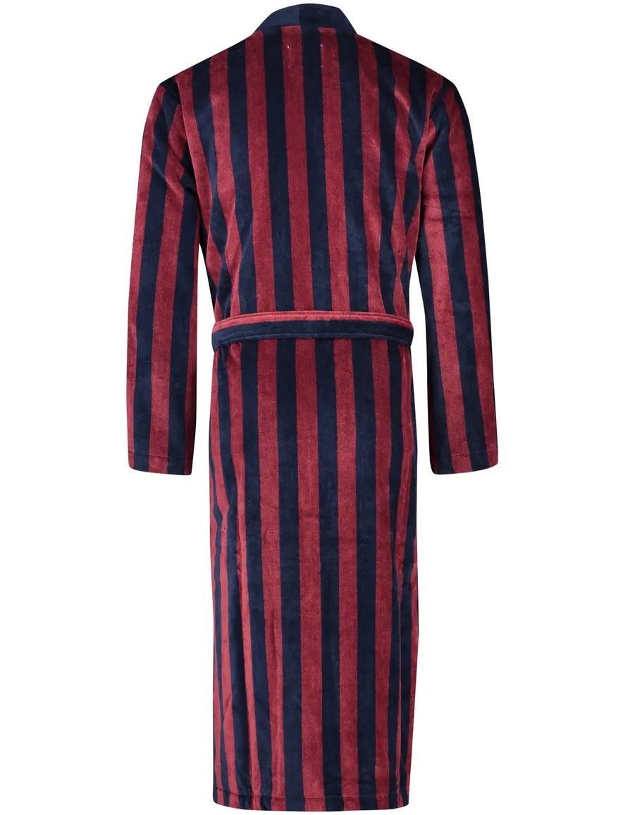 Schiesser badjas 100% katoen rood gestreept