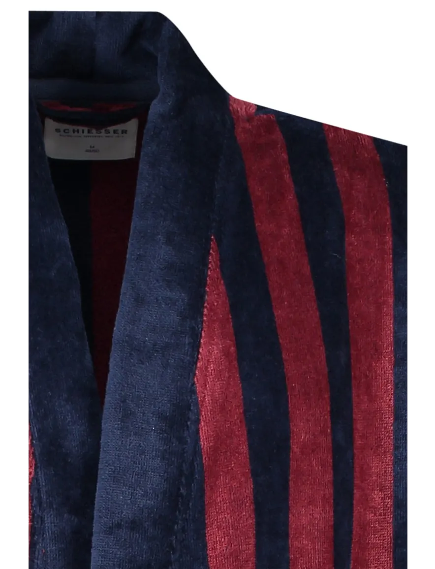 Schiesser badjas 100% katoen rood gestreept