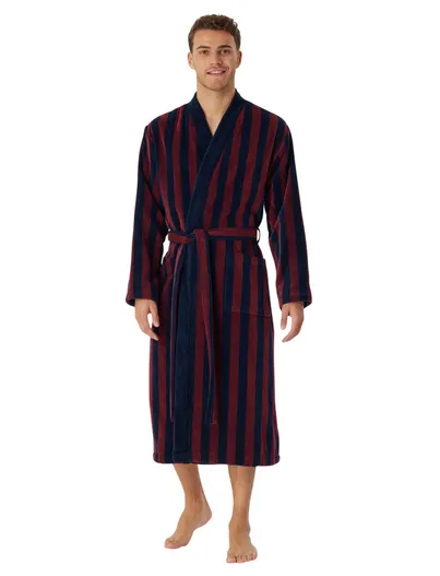 Schiesser Schiesser badjas 100% katoen rood gestreept