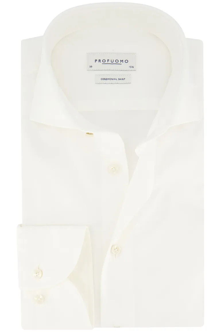 Profuomo overhemd zakelijk slim fit creme wide spread