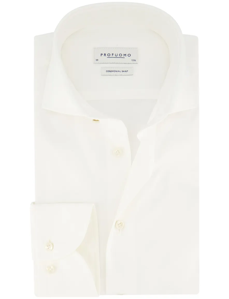 Profuomo overhemd zakelijk slim fit wit wide spread