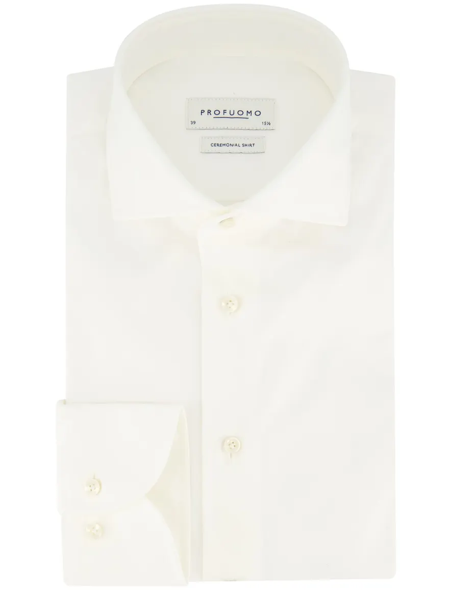 Profuomo overhemd zakelijk slim fit wit wide spread
