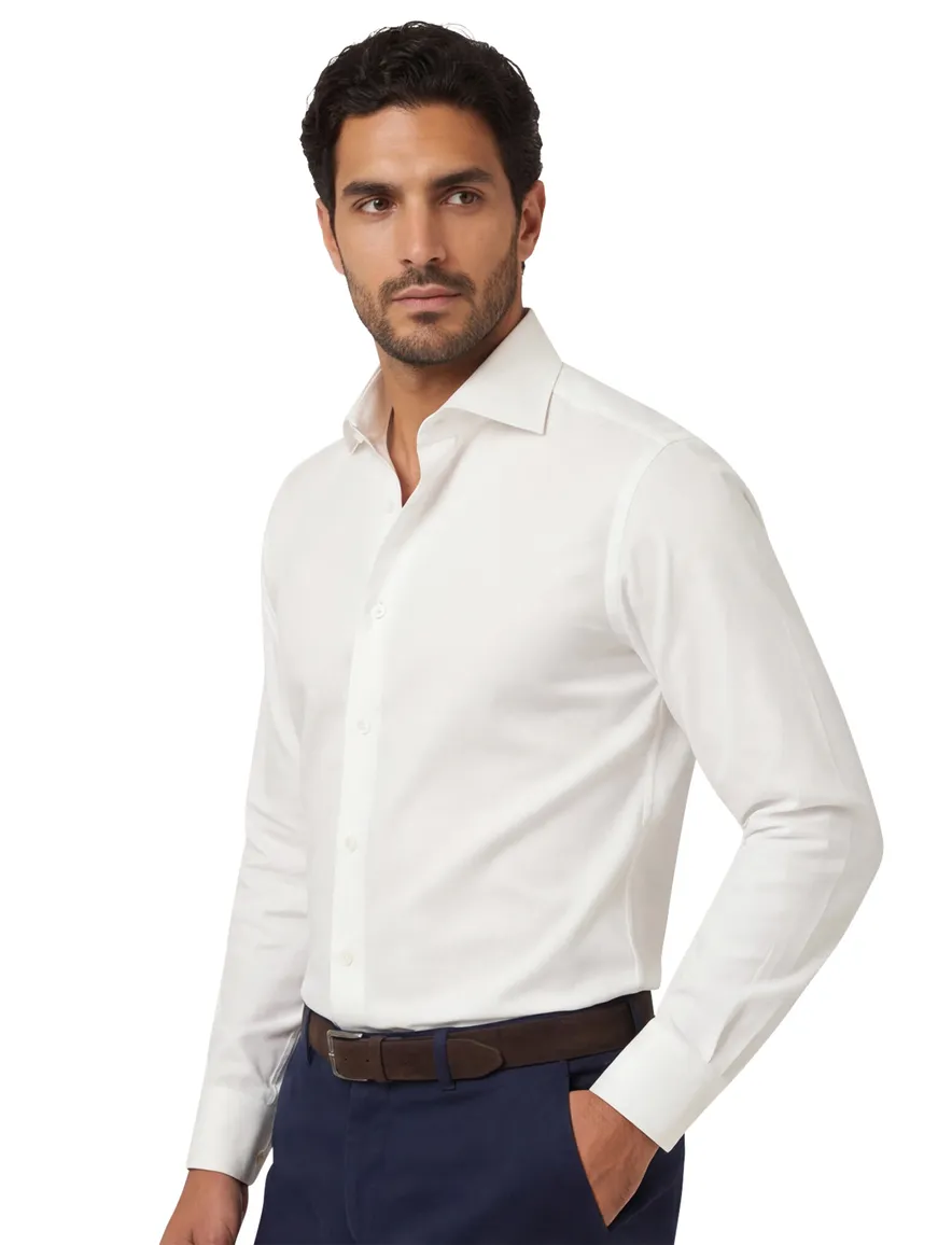 Profuomo overhemd zakelijk slim fit creme wide spread