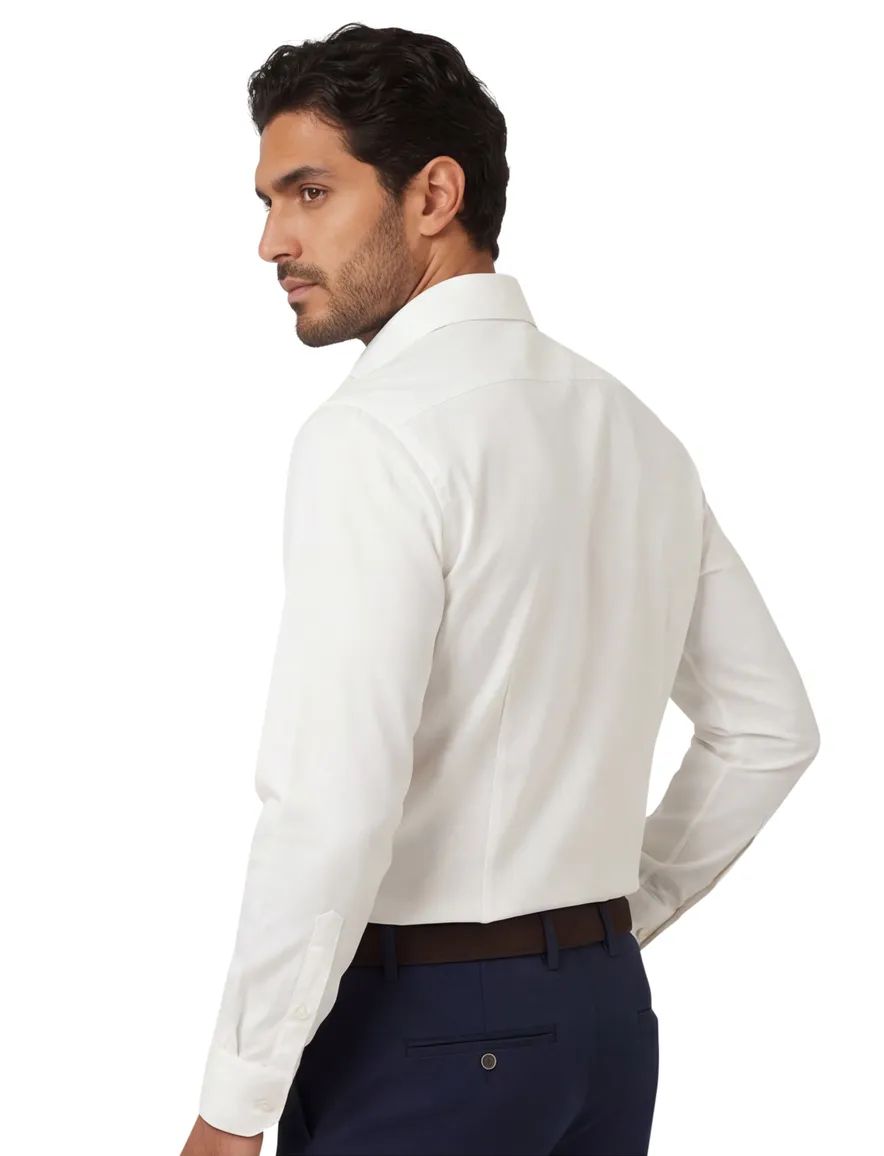 Profuomo overhemd zakelijk slim fit creme wide spread