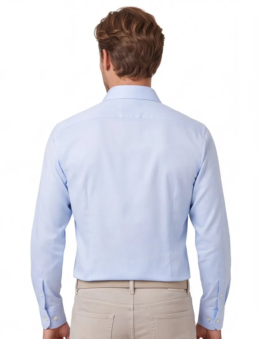 overhemd Profuomo mouwlengte 7 slim fit lichtblauw effen katoen