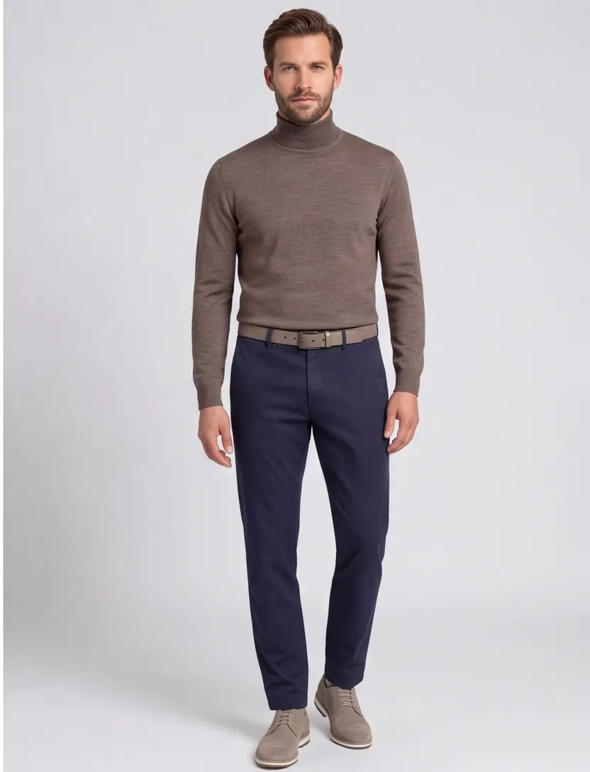 Eurex katoenen broek donkerblauw effen katoen