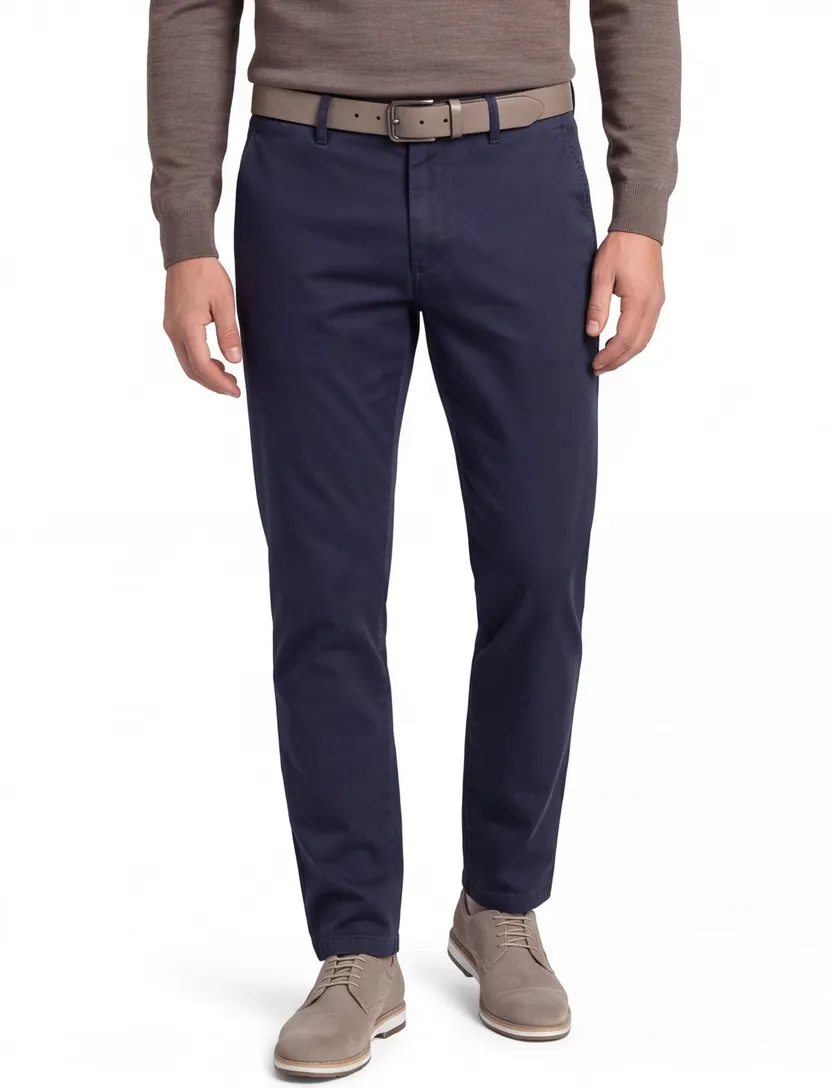 Eurex katoenen broek donkerblauw effen katoen