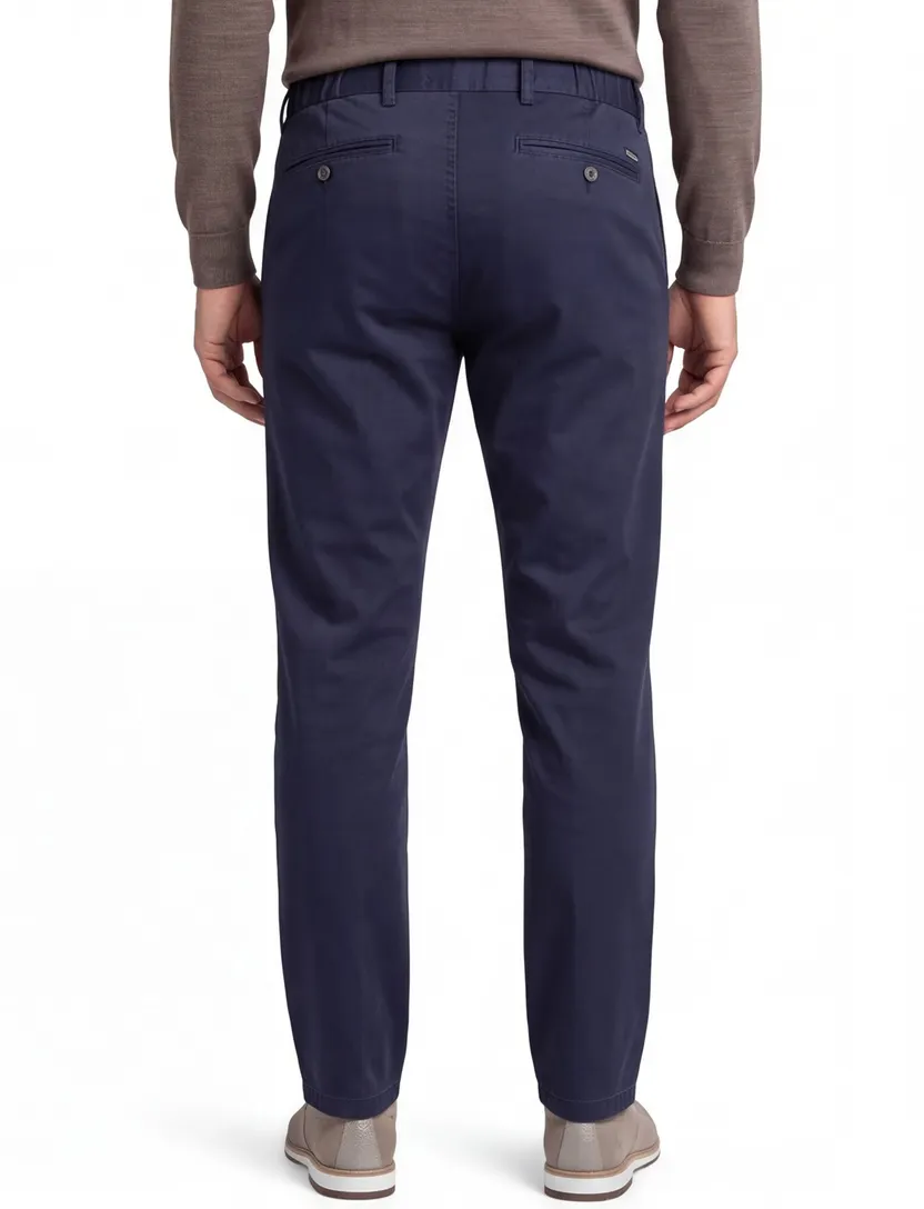 Eurex katoenen broek donkerblauw effen katoen