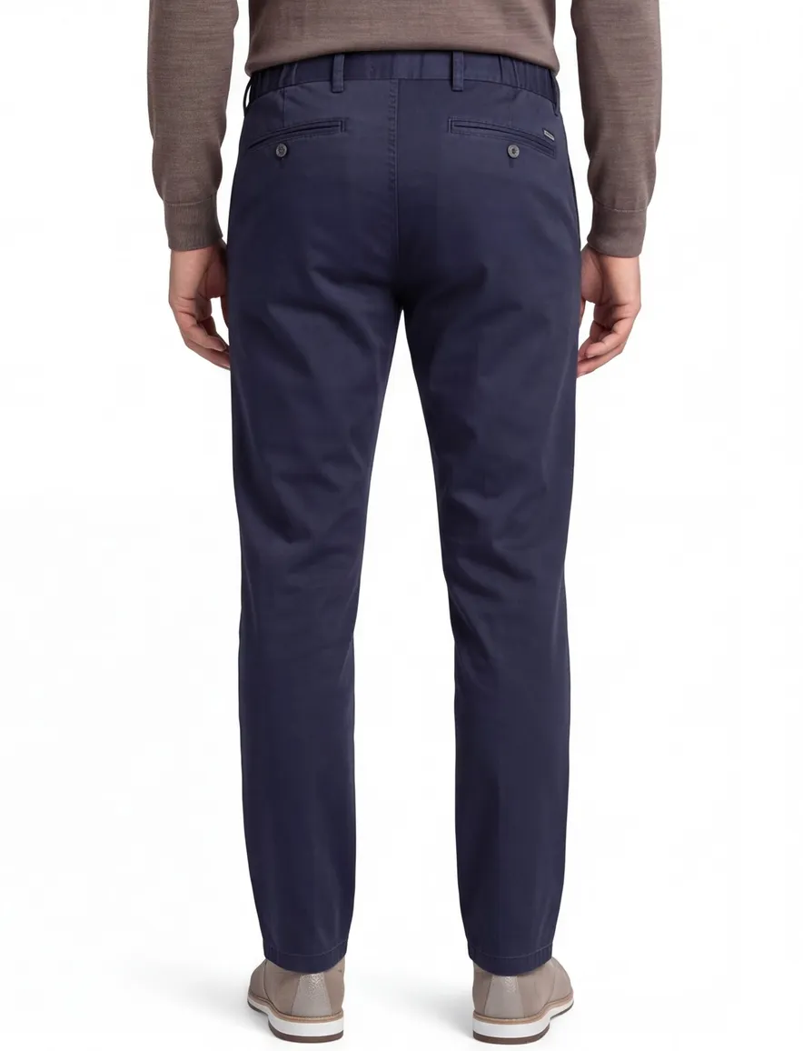 Eurex katoenen broek donkerblauw effen katoen
