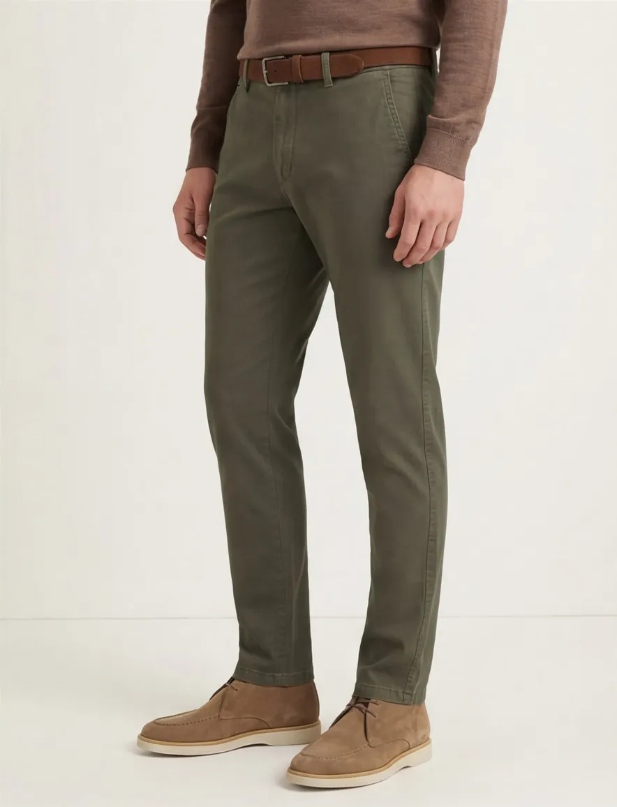 katoenen broek Eurex groen effen katoen
