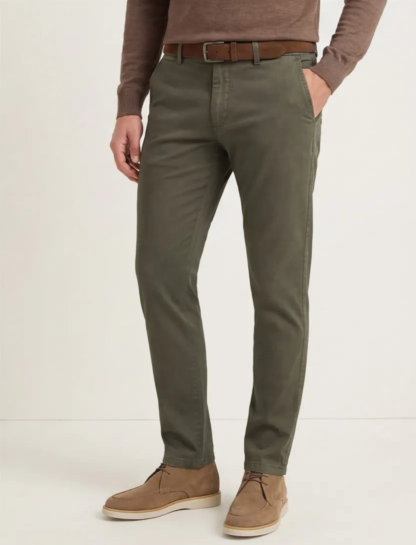Eurex katoenen broek groen effen katoen chino