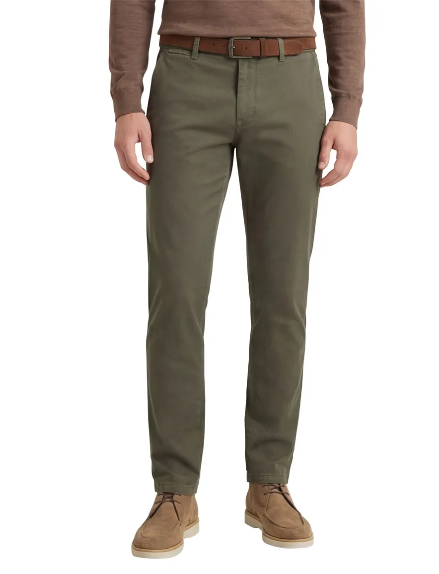 katoenen broek Eurex groen effen katoen