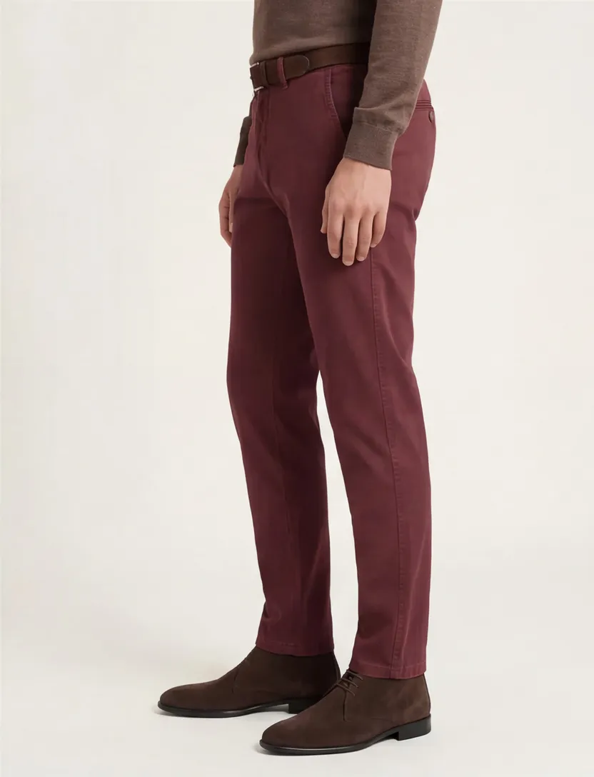 Eurex katoenen broek bordeaux effen katoen
