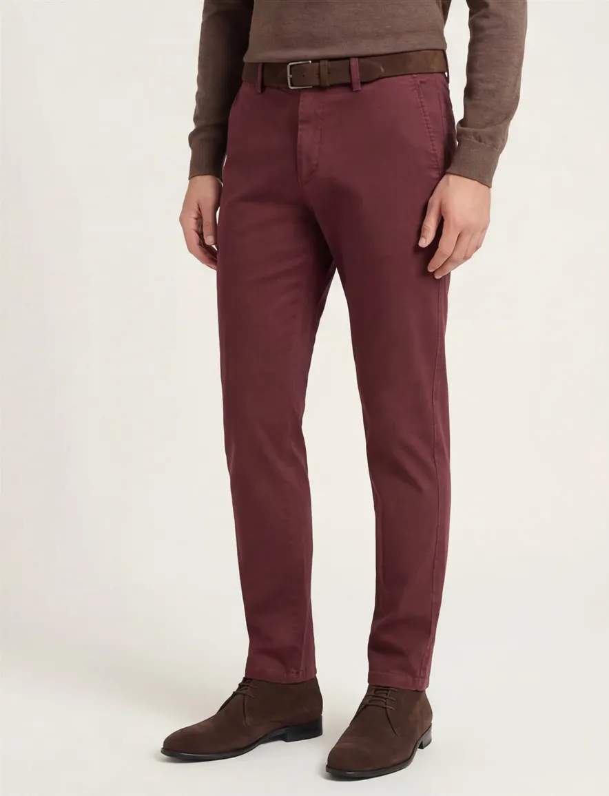 Eurex katoenen broek bordeaux effen katoen