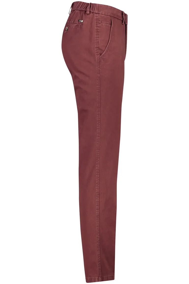 katoenen broek Eurex bordeaux effen katoen