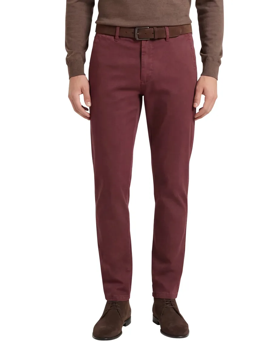 Eurex katoenen broek bordeaux effen katoen