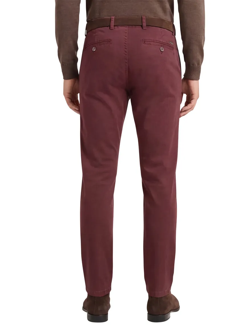 katoenen broek Eurex bordeaux effen katoen
