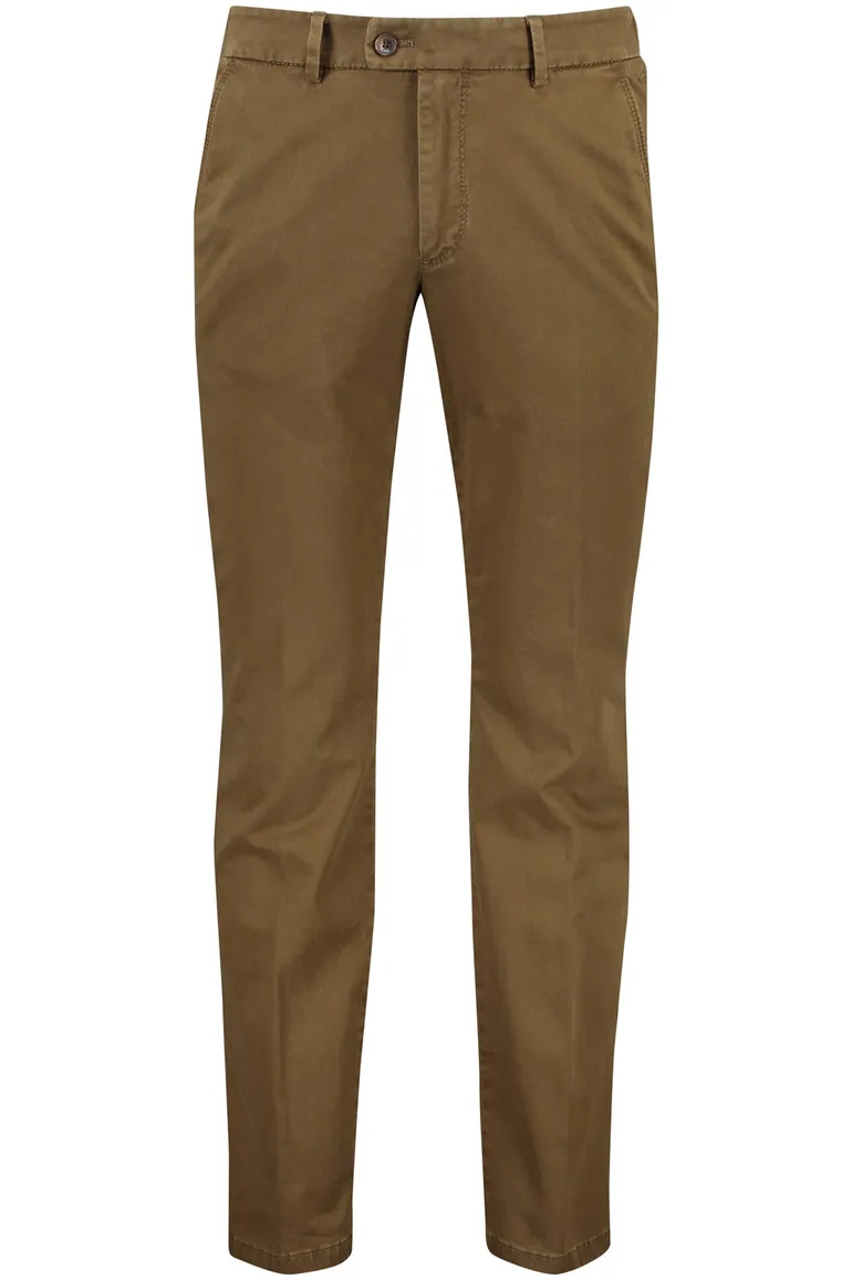 katoenen broek Eurex bruin effen katoen