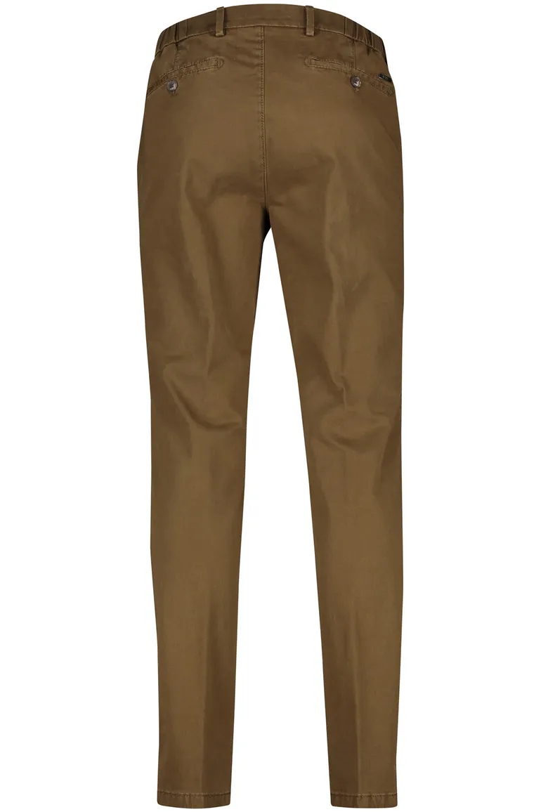 katoenen broek Eurex bruin effen katoen