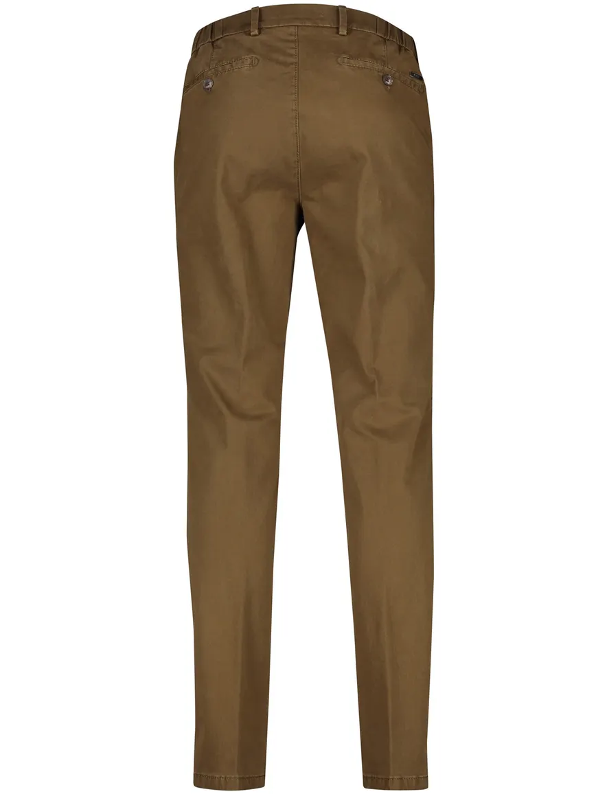 katoenen broek Eurex bruin effen katoen