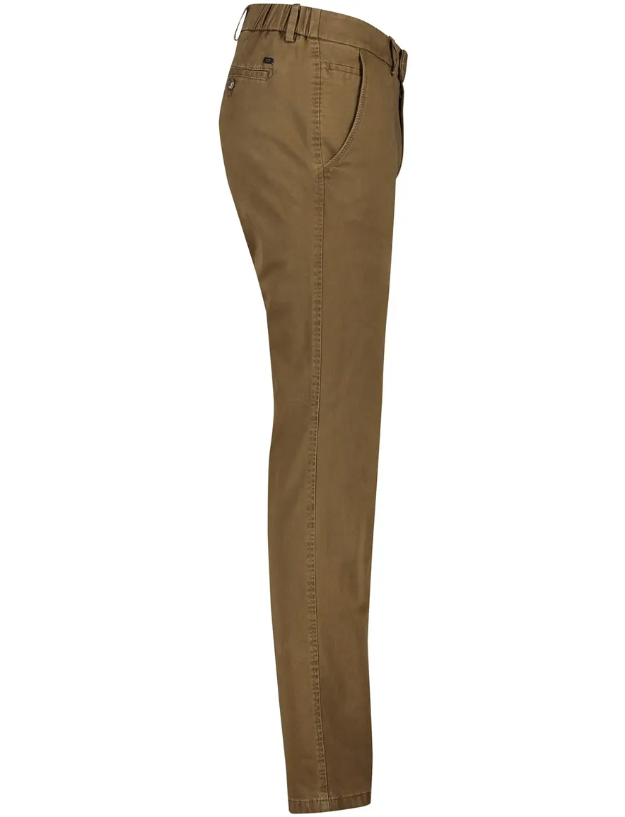 katoenen broek Eurex bruin effen katoen
