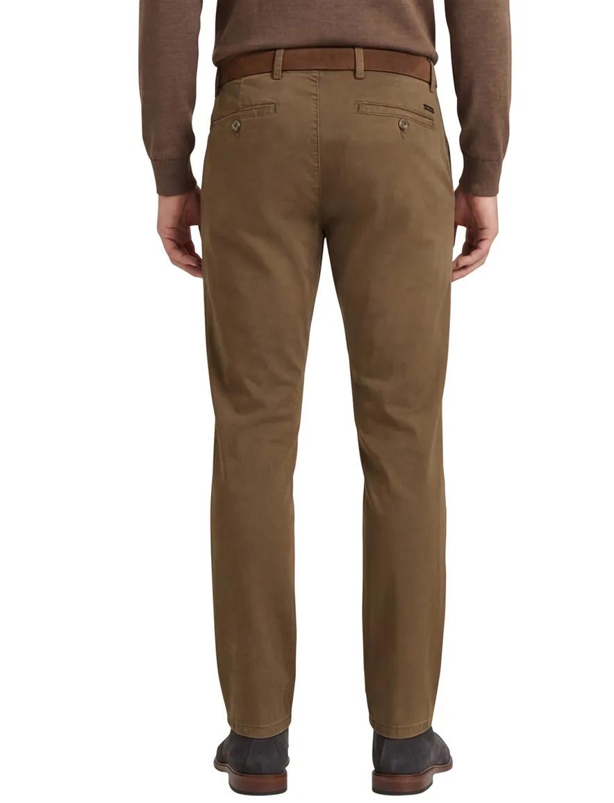 katoenen broek Eurex bruin effen katoen