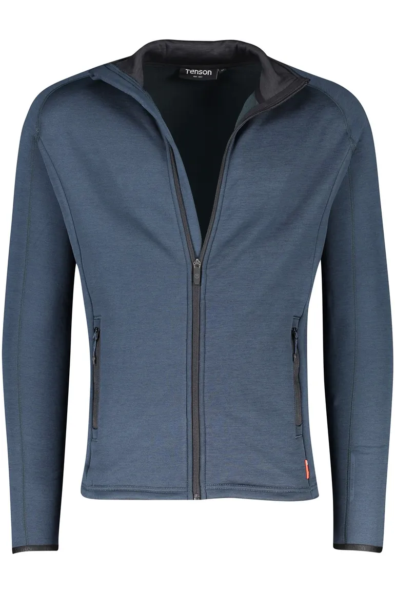 Tenson vest opstaande kraag blauw rits uni