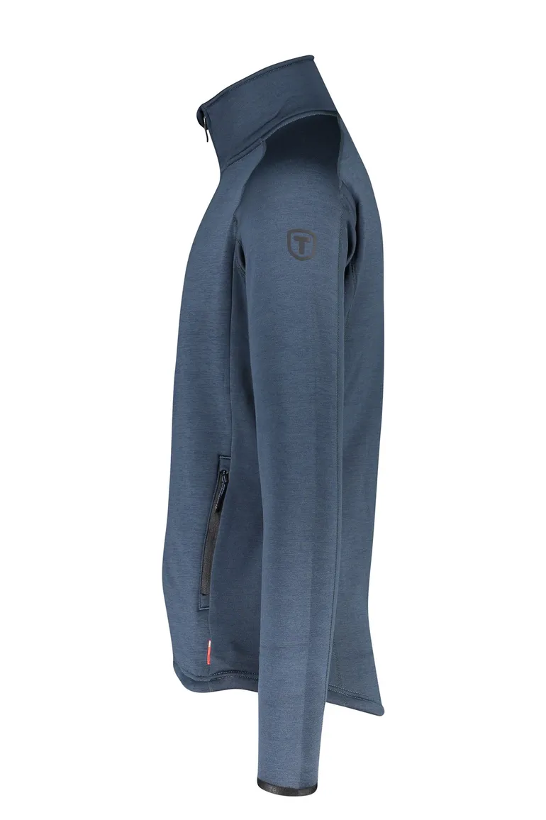 Tenson vest opstaande kraag blauw rits uni