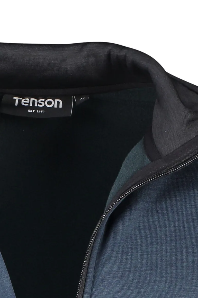 Tenson vest opstaande kraag blauw rits uni