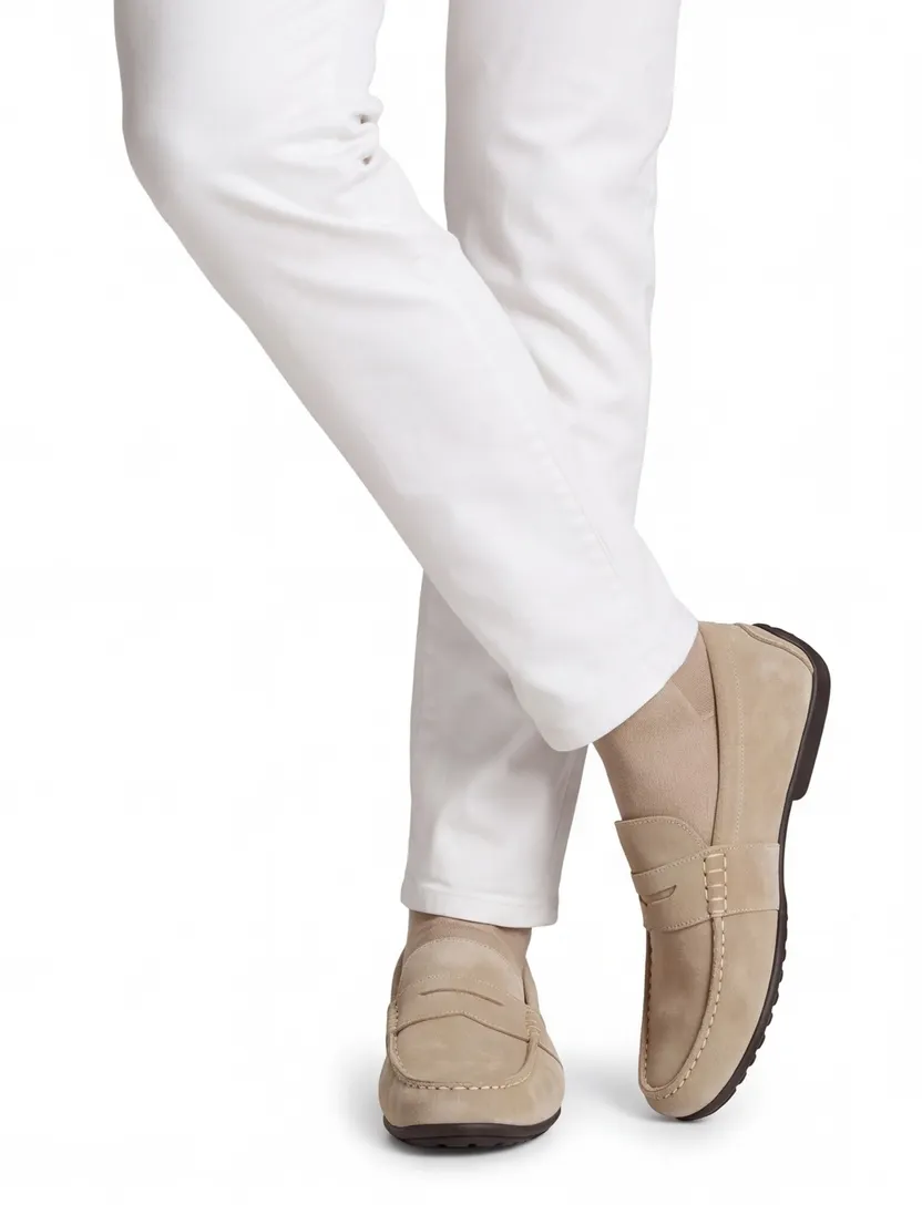Beige Polo Ralph Lauren loafer met zwarte zool