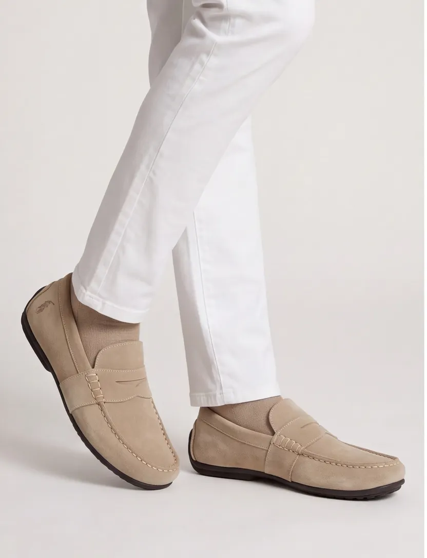 Beige Polo Ralph Lauren loafer met zwarte zool