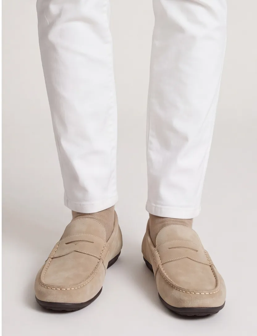 Beige Polo Ralph Lauren loafer met zwarte zool