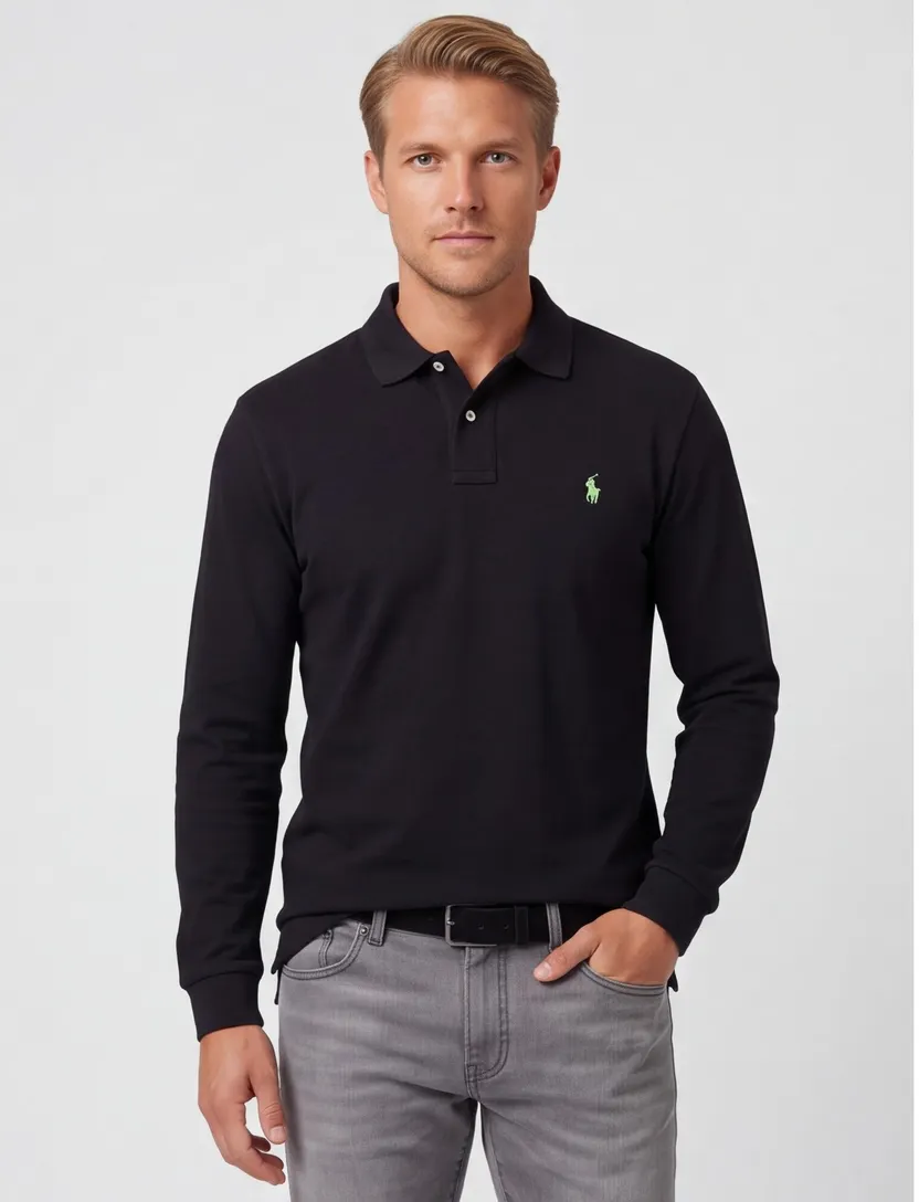 Polo Ralph Lauren polo normale fit zwart effen katoen Big & Tall