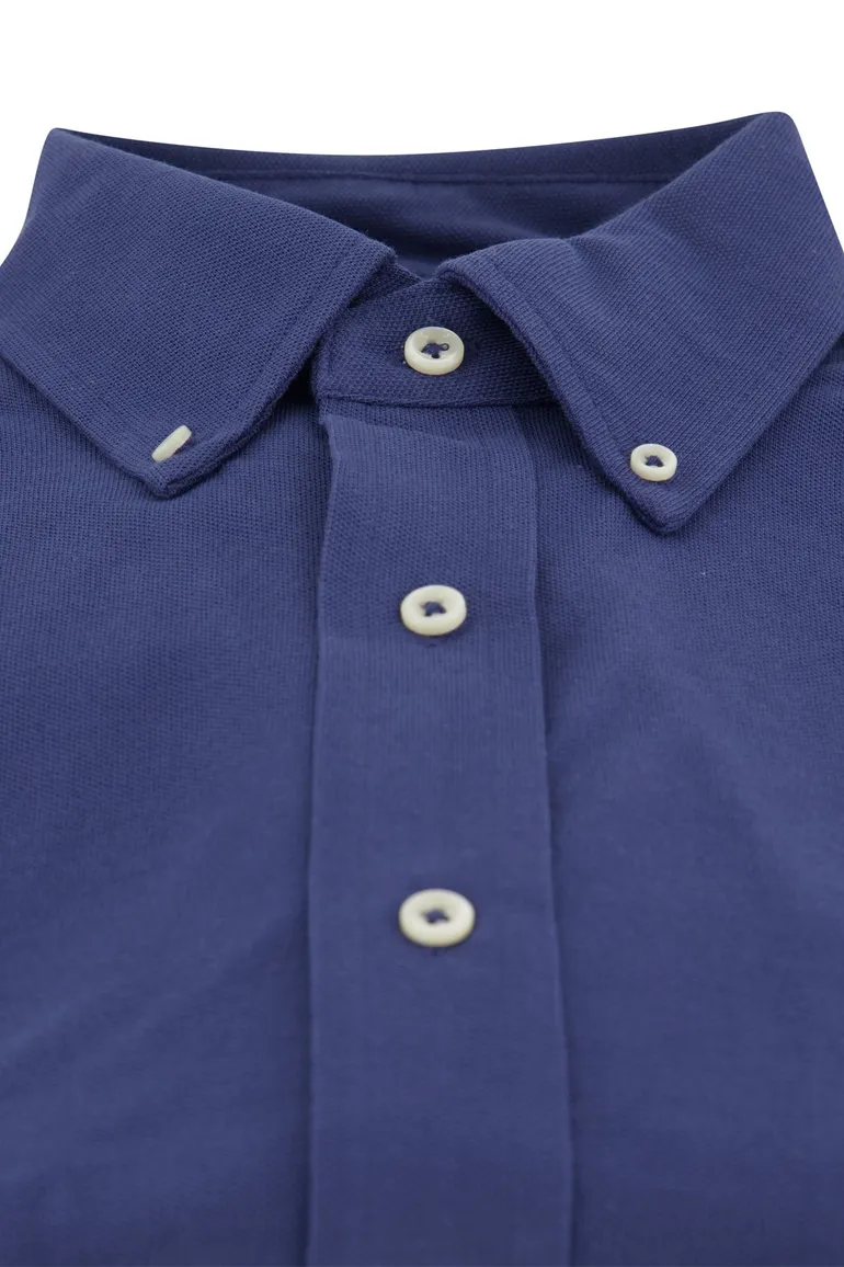 casual overhemd Polo Ralph Lauren donkerblauw effen katoen slim fit