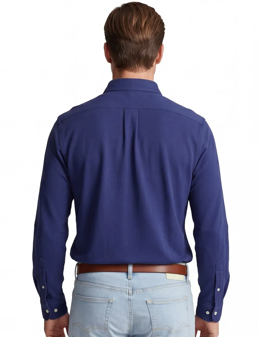 Polo Ralph Lauren overhemd donkerblauw effen katoen slim fit