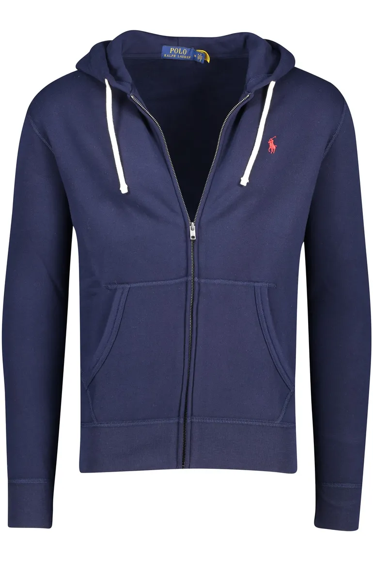 vest Polo Ralph Lauren donkerblauw effen katoen opstaande kraag rits
