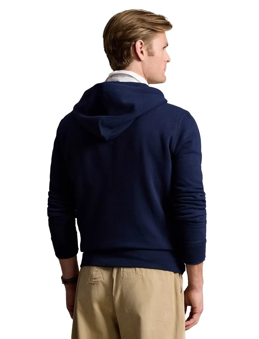 vest Polo Ralph Lauren donkerblauw effen katoen opstaande kraag rits
