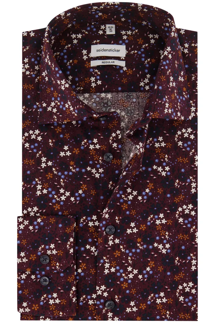 Seidensticker business overhemd Regular bordeaux geprint
