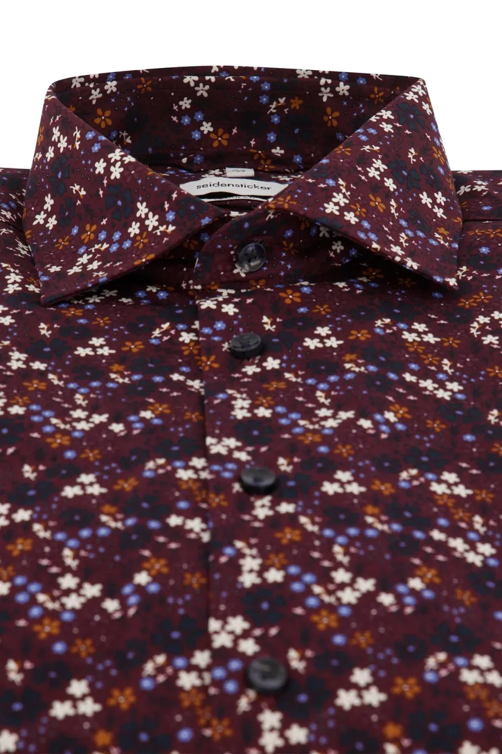 Seidensticker business overhemd Regular bordeaux geprint