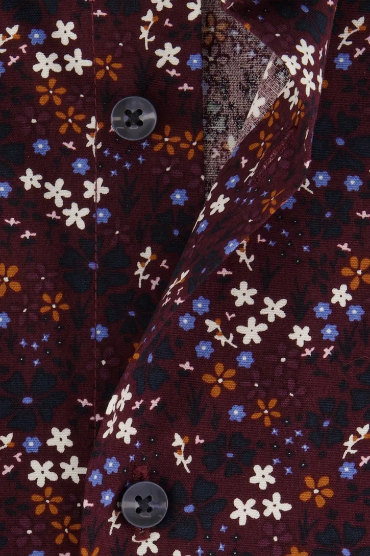 Seidensticker business overhemd Regular bordeaux geprint