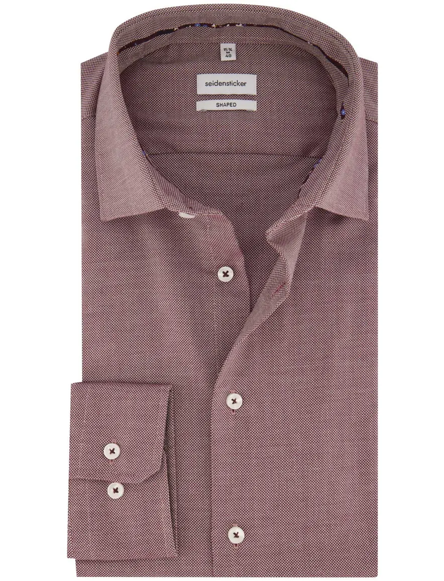 Seidensticker overhemd Shaped bordeaux geprint wide spread boord