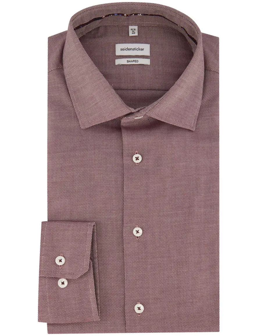 Seidensticker overhemd Shaped bordeaux geprint wide spread boord